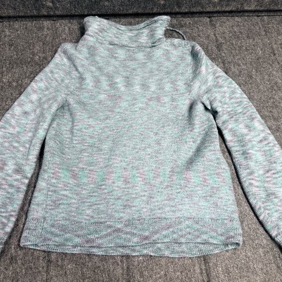 SOL blue Cowl Neck Sweater with Textured Knit pure Baby Alpaca made in Peru - Picture 3 of 6